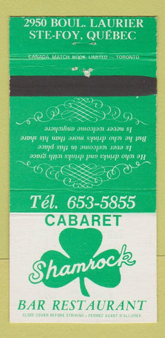 Matchbook Cover - Cabaret Shamrock Bar Restaurant Ste Foy QC 30 Strike