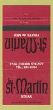 Matchbook Cover - Le St Martin Fruits De Mer Ste Foy QC 30 Strike