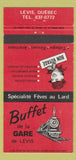 Matchbook Cover - Buffet de la Gare Levis QC 30 Strike