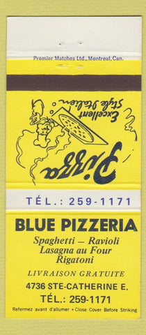 Matchbook Cover - Blue Pizzeria Pizza QC 30 Strike