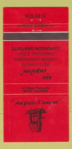 Matchbook Cover - Au Puits d' Amour Mont Laurier QC 30 Strike