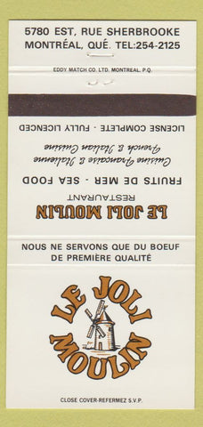 Matchbook Cover - Le Joli Moulin Restaurant Montreal QC 30 Strike