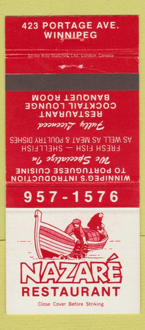 Matchbook Cover - Nazare Restaurant Winnipeg MB 30 Strike