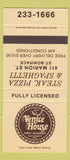 Matchbook Cover - Venice House Restaurant Steak Pizza St Boniface MB 30 Strike