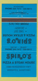 Matchbook Cover - Spiro's Pizza Steak House Winnipeg MB BLUE 30 Strike