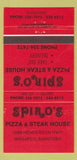 Matchbook Cover - Spiro's Pizza Steak House Winnipeg MB RED 30 Strike