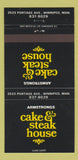 Matchbook Cover - Armstrongs Cake & Steak Winnipeg MB #2 30 Strike