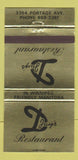 Matchbook Cover - D Jay's Restaurant Winnipeg MB 30 Strike