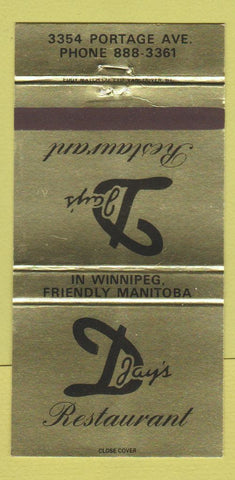 Matchbook Cover - D Jay's Restaurant Winnipeg MB 30 Strike