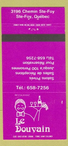 Matchbook Cover - Le Douvain Ste Foy QC restaurant 30 Strike