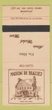 Matchbook Cover - Maison De Beaujeu Montreal QC 30 Strike