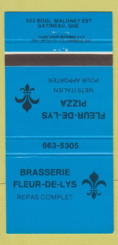 Matchbook Cover - Brasserie Fleur De Lys Gatineau QC pizza 30 Strike