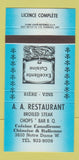 Matchbook Cover - AA Restaurant Chinese QC 30 Strike