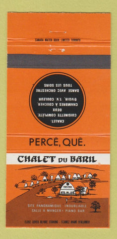 Matchbook Cover - Chalet du Baril Perce QC 30 Strike
