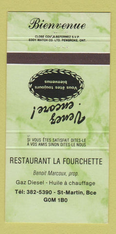 Matchbook Cover - Restaurant La Fourchette St Martin QC 30 Strike