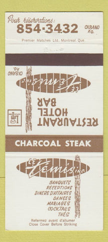 Matchbook Cover - Le Temis Restaurant Cabano QC 30 Strike