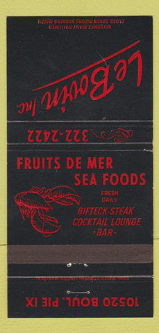 Matchbook Cover - Le Bovin Restaurant QC 30 Strike