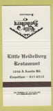Matchbook Cover - Little Heidelberg Restaurant Coquitlam BC 30 Strike