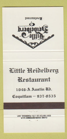 Matchbook Cover - Little Heidelberg Restaurant Coquitlam BC 30 Strike