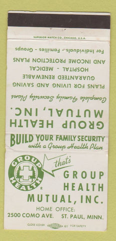 Matchbook Cover - Group Health Insurance St Paul MN 30 Strike