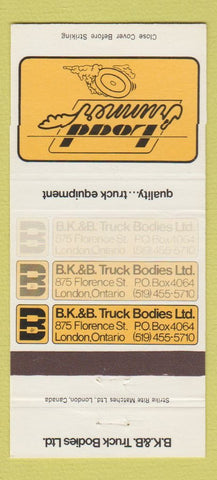 Matchbook Cover - BK&B Truck Bodies London ON 30 Strike