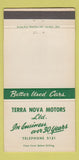 Matchbook Cover - Terra Nova Motors NF? 30 Strike