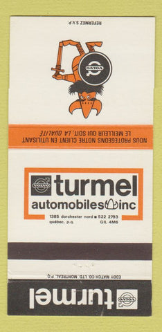Matchbook Cover - Volvo Turmel Automobiles Quebec QC 30 Strike