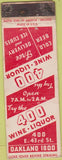 Matchbook Cover - 400 Wine Liquor Oakland CA? WORN