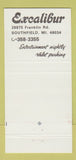 Matchbook Cover - Excalibur Southfield MI 30 Strike