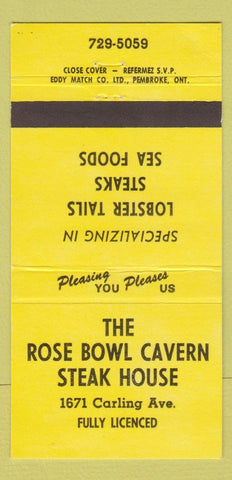 Matchbook Cover - The Rose Bowl Cavern Steak House  30 Strike