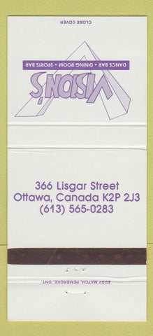 Matchbook Cover - Vision's Dance Bar Ottawa ON 30 Strike