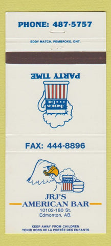 Matchbook Cover - Jrj's American Bar Edmonton AB 30 Strike