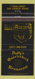 Matchbook Cover - Duffy's Quarterdeck Restaurant Bar Harbor ME 30 Strike
