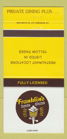 Matchbook Cover - Franklin's Family Restaurant  Pizza 30 Strike
