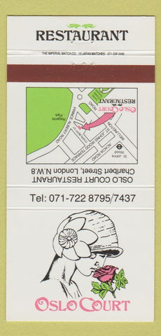 Matchbook Cover - Oslo Court Restaurant London UK England girlie 30 Strike
