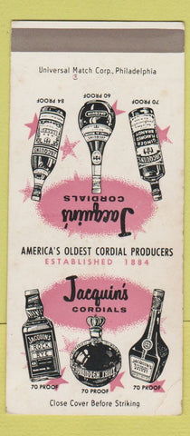 Matchbook Cover Jacquin's Cordials Liquors Philadelphia PA SAMPLE WEAR 30 Strike