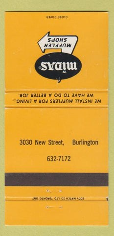 Matchbook Cover - Midas Mufflers Burlington ON 30 Strike