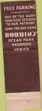 Matchbook Cover - Robbin's Ocean Park Venice Redondo CA WORN