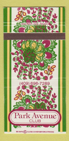 Matchbook Cover - Park Avenue Club College Station TX 30 Strike