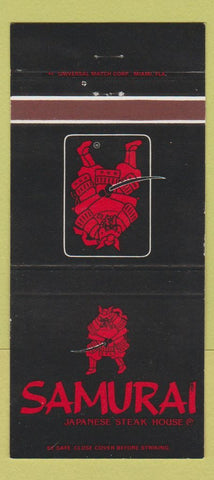 Matchbook Cover - Samurai Japanese Steak House Miami FL Pittsburgh PA 30 Strike