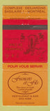 Matchbook Cover - Francois el Fils Restaurant Montreal QC girlie 30 Strike