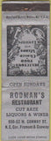Matchbook Cover - Rodman's Restaurant Baltimore? WORN