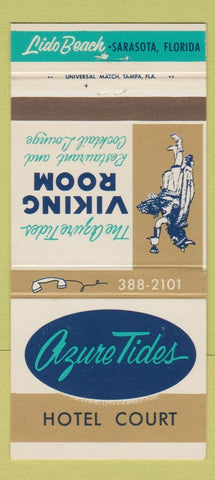 Matchbook Cover - Azure Tides Hotel Court Lido Beach Sarasota FL 30 Strike