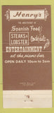 Matchbook Cover - Henry's Restaurant Newport Beach CA WEAR 30 Strike