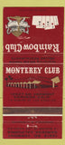 Matchbook Cover - Rainbow Club Monterey Gardena CA poker cards WEAR 30 Strike