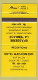 Matchbook Cover - Hotel Gagnon Brasserie LA Terrace Amqui QC YELLOW 30 Strike