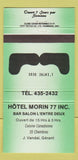 Matchbook Cover - Hotel Morin 77 Inc J Vandal Gerant 30 Strike