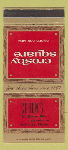 Matchbook Cover - Crosby Square Men's Shoes Cohen's Danville PA 30 Strike