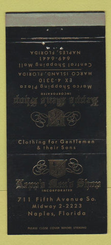 Matchbook Cover - Kepp's Men's Shop Marco Island Naples FL 30 Strike