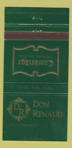 Matchbook Cover - Cambridge Clothes Don Renaud Ottawa ON 30 Strike